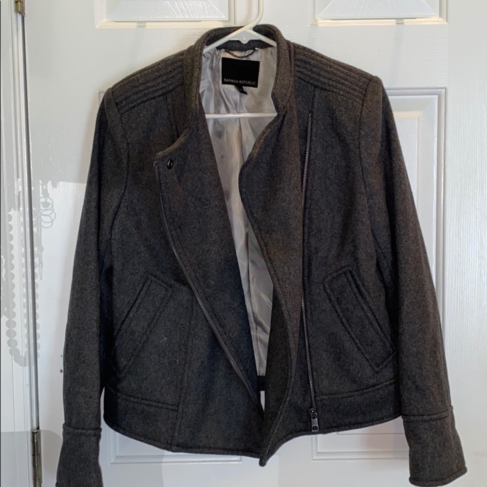 Banana Republic grey zip up moto jacket